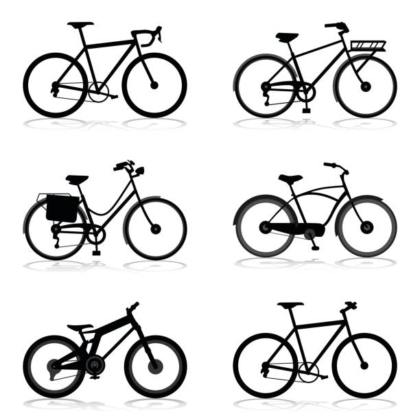 Bicycle different style Bicycle silhouettes in different style. Vector illustration. cycling silhouettes stock illustrations