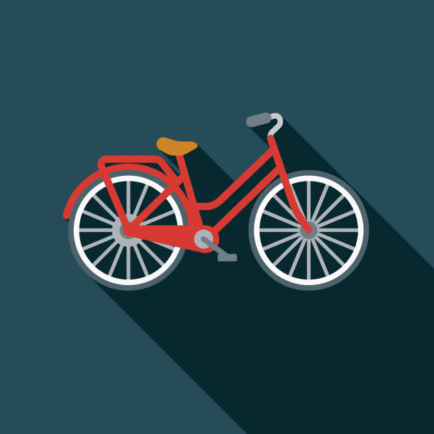stockillustraties, clipart, cartoons en iconen met fiets plat ontwerp zomer pictogram met kant schaduw - fietsen strand