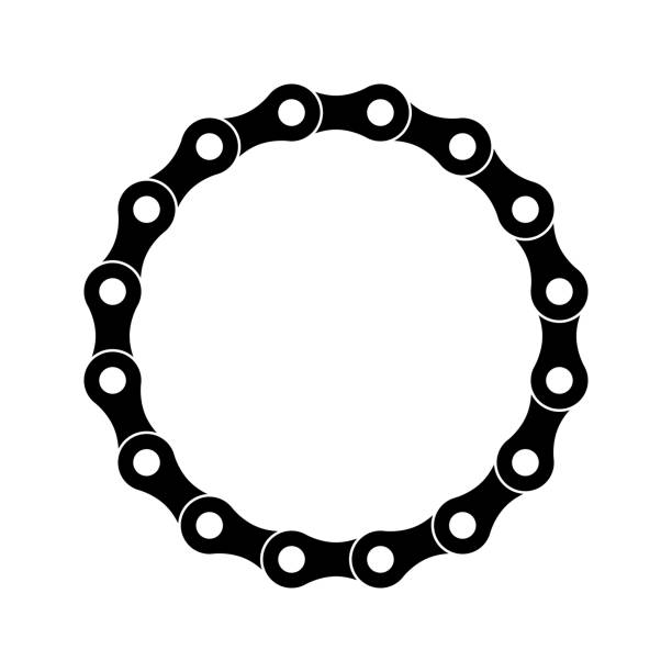 Bicycle half-link chain circle on a white background Bicycle half-link chain circle on a white background cycling borders stock illustrations