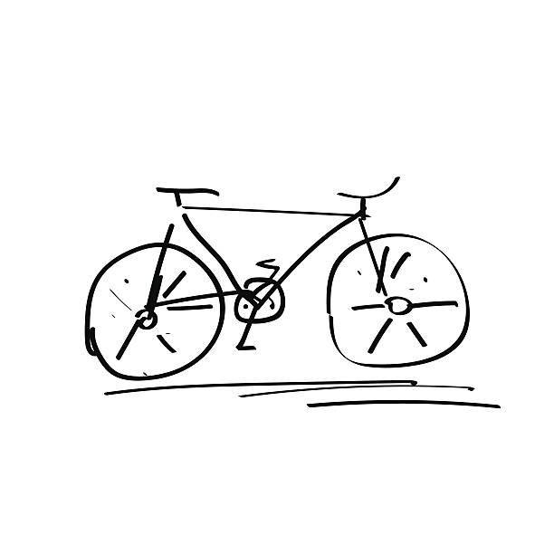 Bicycle handdrawn sketch isolated on white, black doodle bike drawing Bicycle handdrawn sketch isolated on white background, black doodle bike drawing cycling drawings stock illustrations