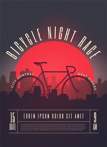 Bicycle Race Contest Poster Flyer Template. Vector Illustration.