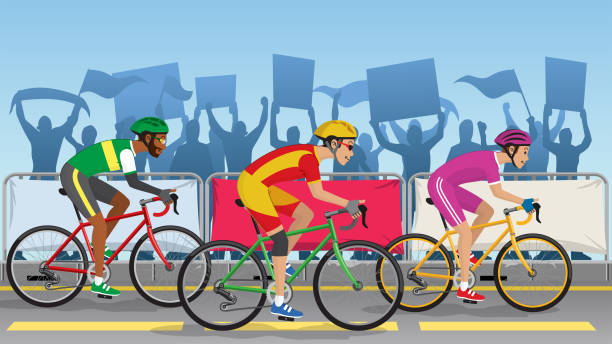 ilustraciones, imágenes clip art, dibujos animados e iconos de stock de torneo de carreras de bicicletas - peloton