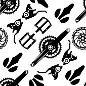 Bicycles. Seamless vector pattern with bicycle parts