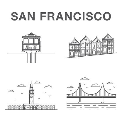 Big bundle of world famous San Francisco city landmarks
