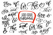Big collection of hand lettered ampersands and catchwords isolated on white background. Great vector design set for wedding invitations save the date cards and other stationary.