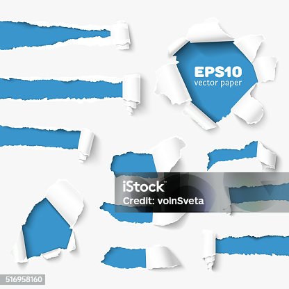 istock Big collection of torn paper 516958160
