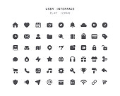 54 Big collection of web user interface flat vector icons.