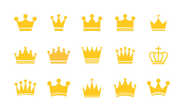 Big collection quolity crowns. Gold crown. Royal Crown icons collection set. Vintage crown. Vector illustration. vector art illustration