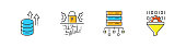 Big Data Related Vector Flat Line Icons. Outline Symbol Collection.