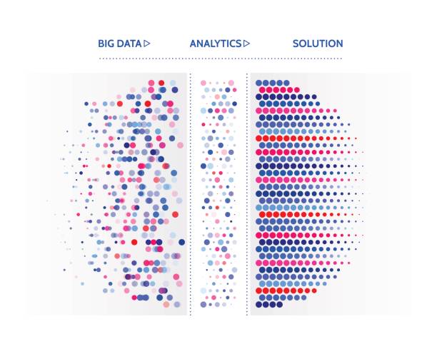 Big data visualization. Abstract geometric background with letter code and hexagons. Technology communication concept. Big data visualization. Information analytics concept. Abstract stream information. Filtering machine algorithms. Sorting binary code. Vector technology background. filtration stock illustrations