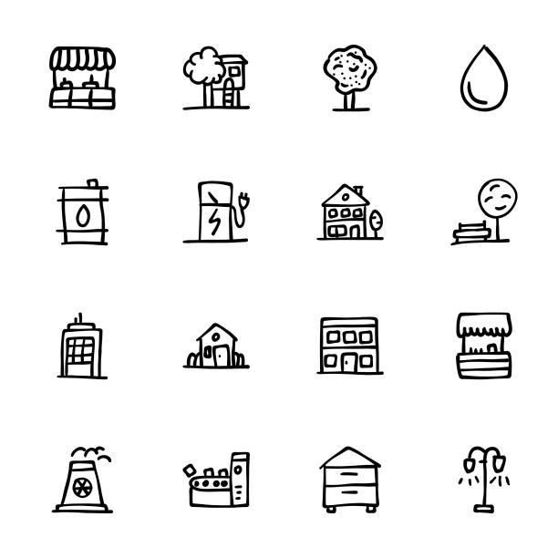 ilustraciones, imágenes clip art, dibujos animados e iconos de stock de big doodle pack - airbnb