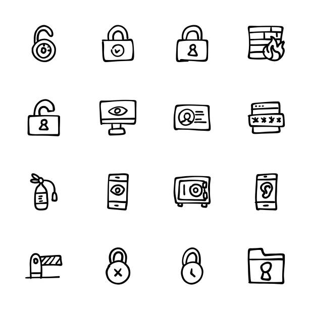 Big Doodle Pack hand drawn Icons - Doodles, vector security drawings stock illustrations