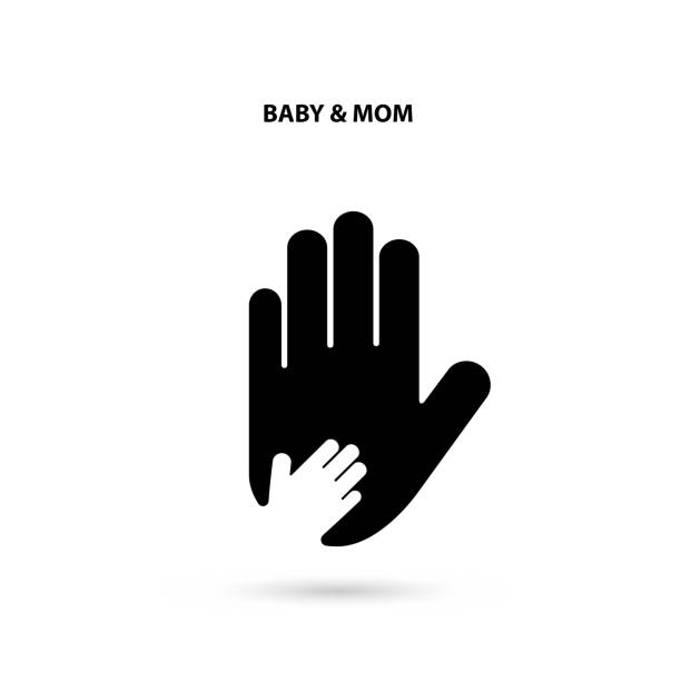 Big hand and small hand icon.Idea of the sign for the association of care.Hand in hand concept.Baby and Mom hand.Vector illustration Big hand and small hand icon.Idea of the sign for the association of care.Hand in hand concept.Baby and Mom hand.Vector illustration mother patterns stock illustrations