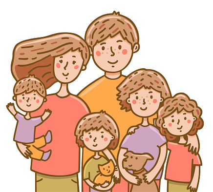 Big loving family illustration