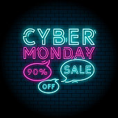 Big sale Cyber Monday neon sign banner