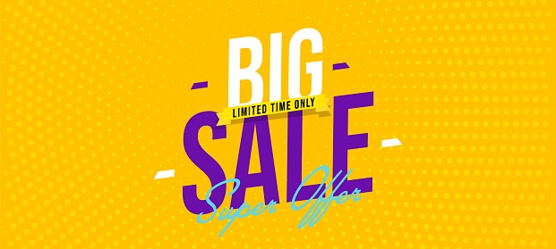 Big sale vector banner with limited time super offer