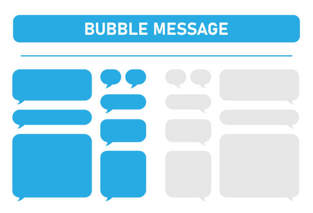 大集藍色和灰色消息氣泡設計範本的信使聊天。向量插圖。 - 發短信 幅插畫檔、美工圖案、卡通及圖標