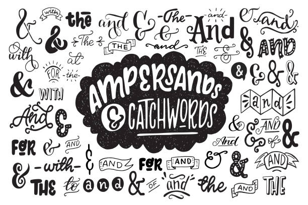Big set of hand drawn ampersands ans catchwords Big collection of hand lettered ampersands and catchwords isolated on white background. Great vector design set for wedding invitations, save the date cards and other stationary. wedding drawings stock illustrations