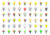 Bulb collection with many different concept made in various design and style on white background.