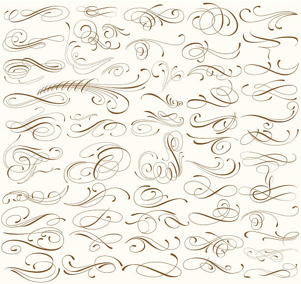 CURLS big set BIG SET of 55 swirly lines embellishment stock illustrations