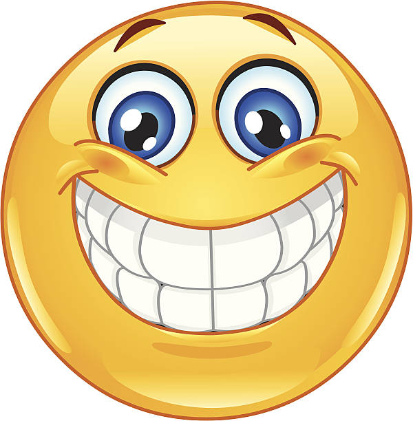 Big smile emoticon Emoticon with big toothy smile big smile emoji stock illustrations