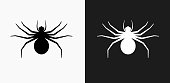 istock Big Spider Icon on Black and White Vector Backgrounds 701196202
