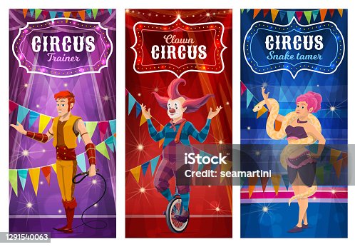 istock Big top circus performers, entertainers posters 1291540063