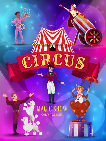Big Top Circus show flyer, poster vector template