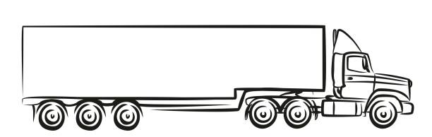 Big truck. A sketch of the big truck with the trailer. truck borders stock illustrations