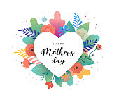 istock Big white heart with colorful flowers in background. Thank you and birthday card, Mother s day greetings. Vector illustration 1129651411