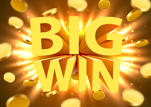 Big Win Sign With Gold Realistic 3d Coins Background Jackpot Concept