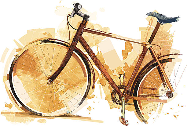 Bike Arts Image shows a modern bike with different sketchy colors and a watercolor-effect; vectorimage,drawing with graphic tablet; with big jpeg (350dpi); without opening paths; only one layer; no gradients; better for white backgrounds. EPS 8, no gradients cycling drawings stock illustrations