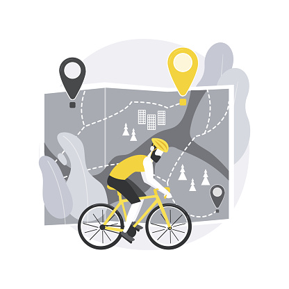 Bike paths network abstract concept vector illustration.