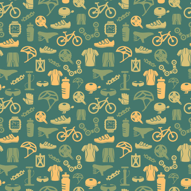 Bicycle bike sport fitness seamless pattern background vector...