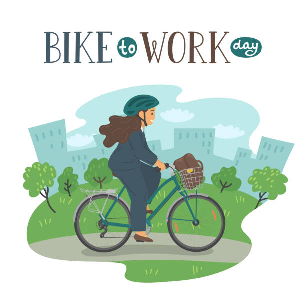 騎自行車上班日。 - 上下班的人 幅插畫檔、美工圖案、卡通及圖標