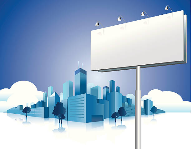Billboard City Billboard city illustration. marketing silhouettes stock illustrations