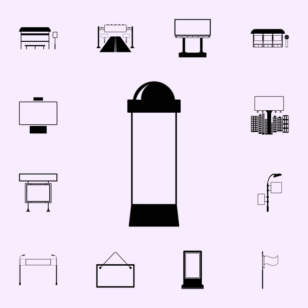 plakat-symbol. billboard-ikonen universelle set für web und handy - bench advertising panel stock-grafiken, -clipart, -cartoons und -symbole