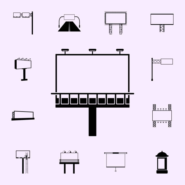 plakatwand auf der straßen-ikone. billboard-ikonen universelle set für web und handy - bench advertising panel stock-grafiken, -clipart, -cartoons und -symbole