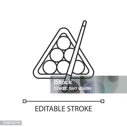 istock Billiards pixel perfect linear icon. Thin line customizable illustration. Pub game, entertainment, leisure activity contour symbol. Vector isolated outline drawing. Editable stroke 1248226710