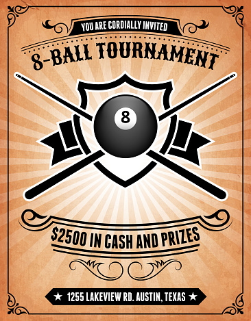 Billiards Tournament on royalty free vector Background Poster