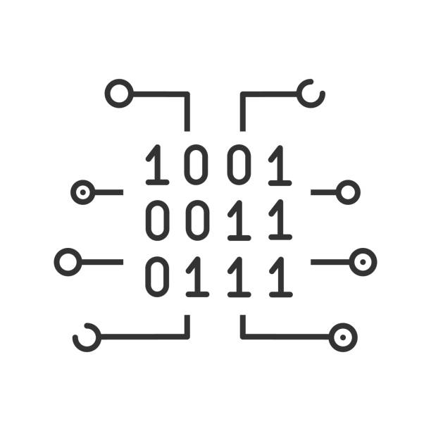 Binary code icon Binary code linear vector icon. Thin line. Digital data binary code stock illustrations