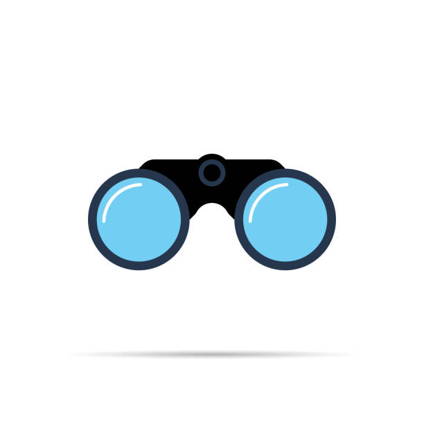 双眼鏡アイコンは、影を持つフラットスタイルをシンボル表示します。 - 双眼鏡点のイラスト素材／クリップアート素材／マンガ素材／アイコン素材