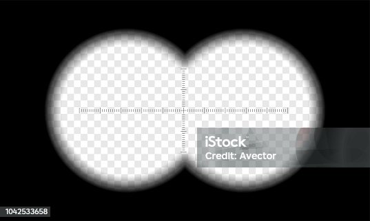 istock Binoculars view vector transparent circle lens 1042533658