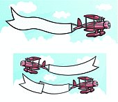 Vector Illustration of biplane with assort banners for your custom messages. File saved on layers for easy editing.