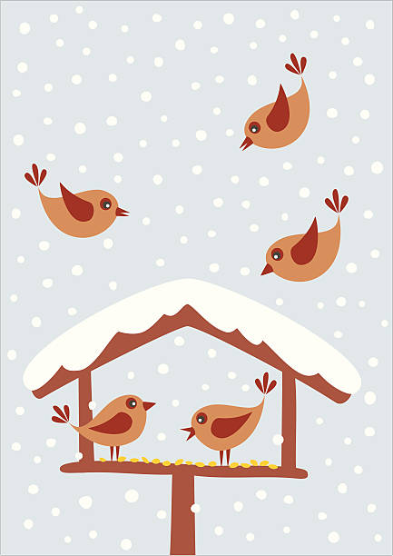 ptak tabeli - karmnik dla ptaków stock illustrations