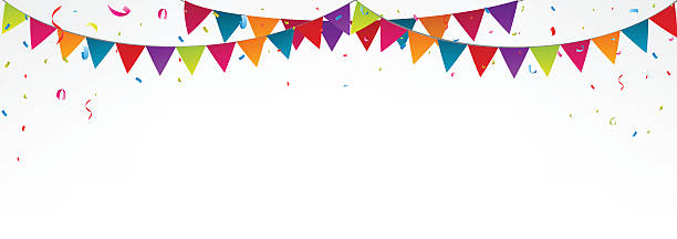 Birthday bunting flags, with confetti Vector Illustration of Birthday bunting flags, with confetti, colorful bunting ,birthday banner, birthday background, birthday party birthday backgrounds stock illustrations
