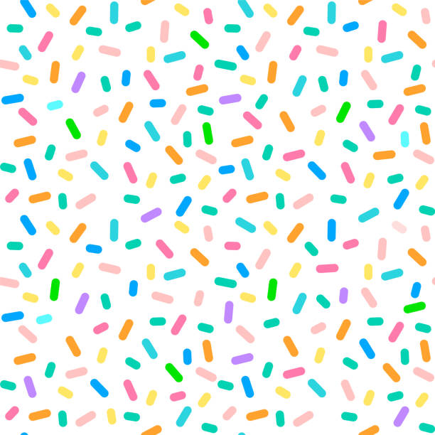 birthday cake sprinkles mix - seamless pattern in vector bright colorful seamless pattern of rounded sticks in vector. seamless. birthday patterns stock illustrations