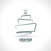 Birthday Cake sketch design in vector format