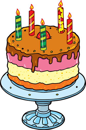 birthday cake with candles isolated