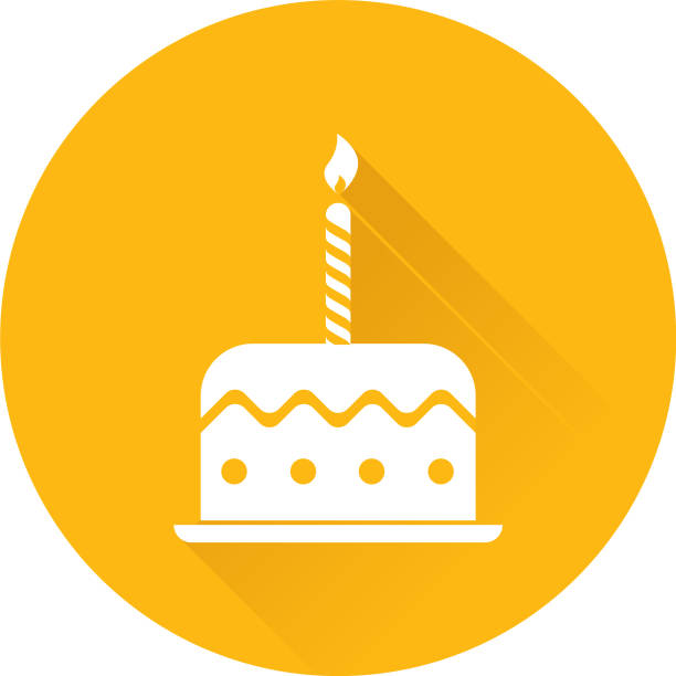 Birthday cake with candles with long shadow Birthday cake icon anniversary icons stock illustrations